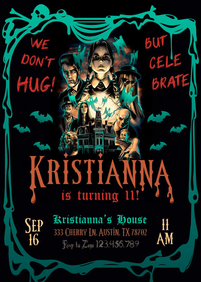Wednesday Addams customizable invitation template | Share or Print | girl | ZI751