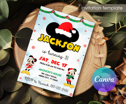 Mickey Mouse Christmas customizable invitation template | Share or Print | WK518