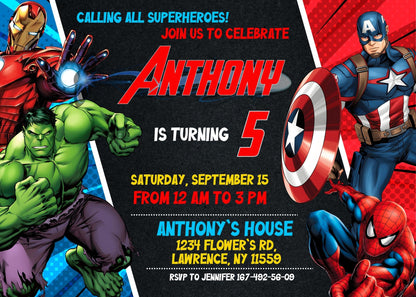 Avengers Marvel Superhero customizable invitation template | Share or Print | boy | VP635