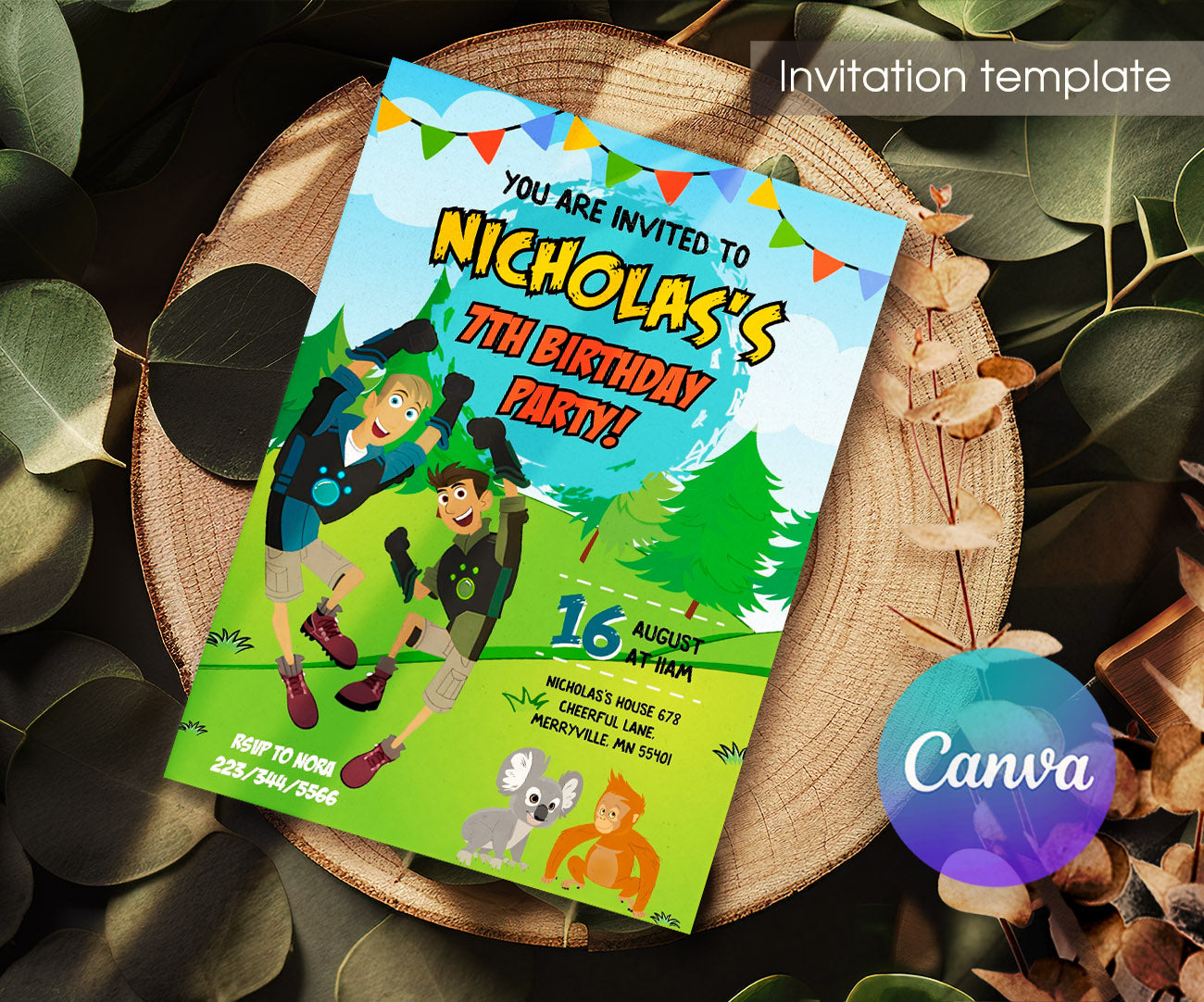 Wild Kratts Creature Hero customizable invitation template | Share or Print | FA508