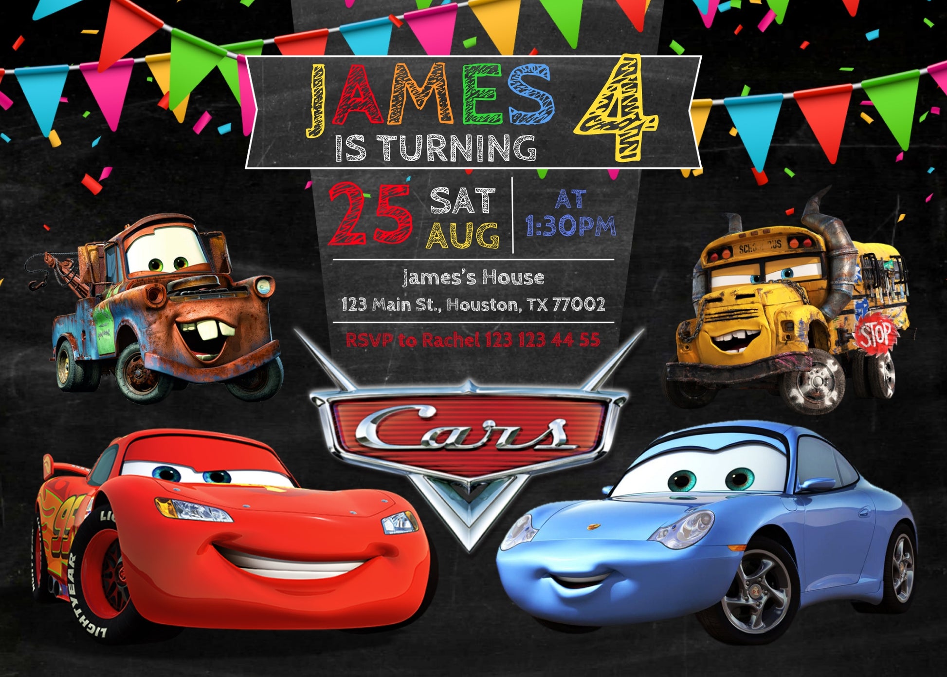 Cars Lightning McQueen customizable invitation template | Share or Print | boy | GX595