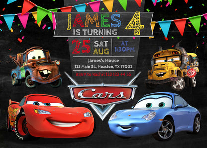 Cars Lightning McQueen customizable invitation template | Share or Print | boy | GX595