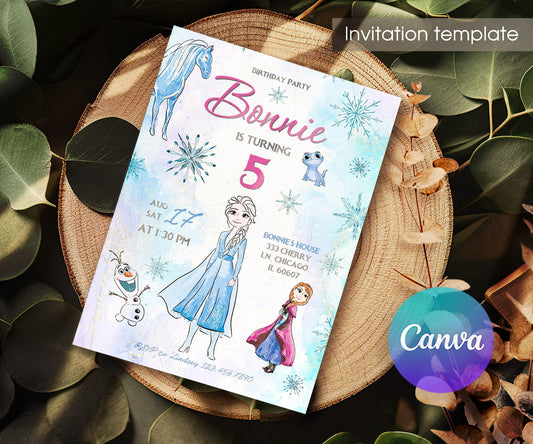 Frozen Elsa customizable invitation template | Share or Print | girl | VT660
