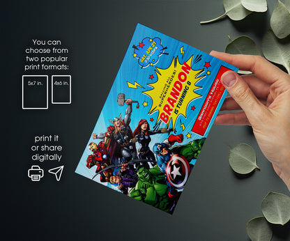 Avengers Marvel Superhero customizable invitation template | Share or Print | boy | QM326