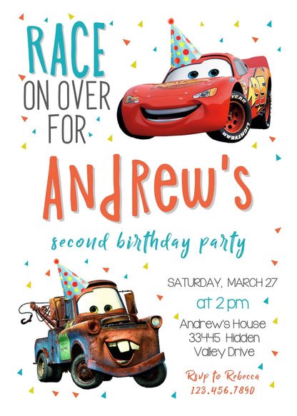 Cars Lightning McQueen customizable invitation template | Share or Print | boy | AI626