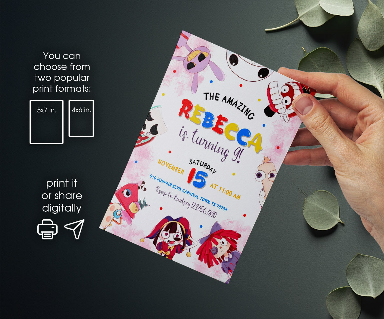 The Amazing Digital Circus customizable invitation template | Share or Print | MD275