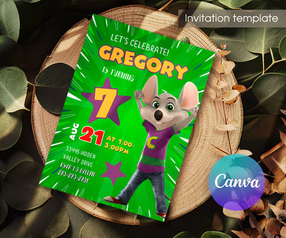 Chuck E. Cheese customizable invitation template | Share or Print | NW665