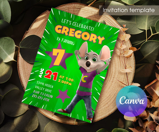 Chuck E. Cheese customizable invitation template | Share or Print | NW665