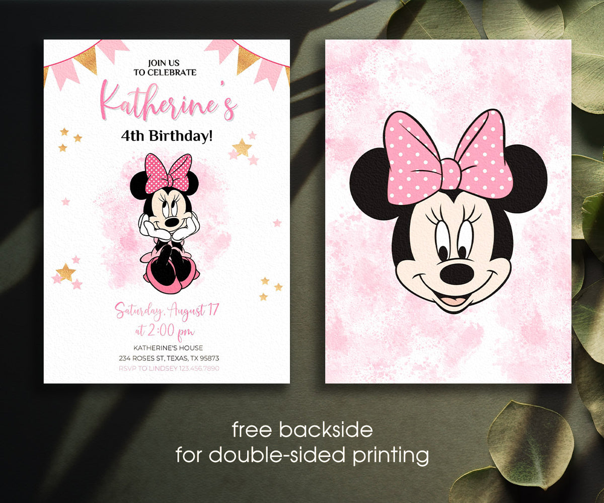 Minnie Mouse Disney Mickey customizable invitation template | Share or Print | girl | SU748