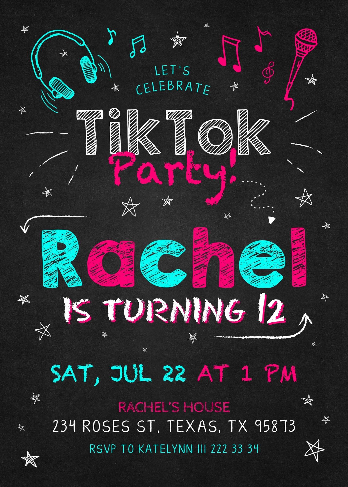 Tik Tok Party customizable invitation template | Share or Print | CO743
