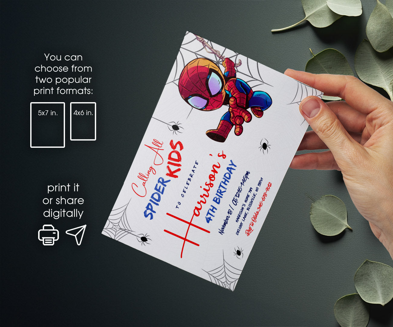 Spidey and His Amazing Friends customizable invitation template | Share or Print | boy | YC552