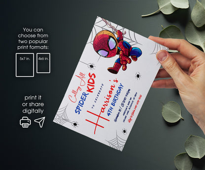 Spidey and His Amazing Friends customizable invitation template | Share or Print | boy | YC552
