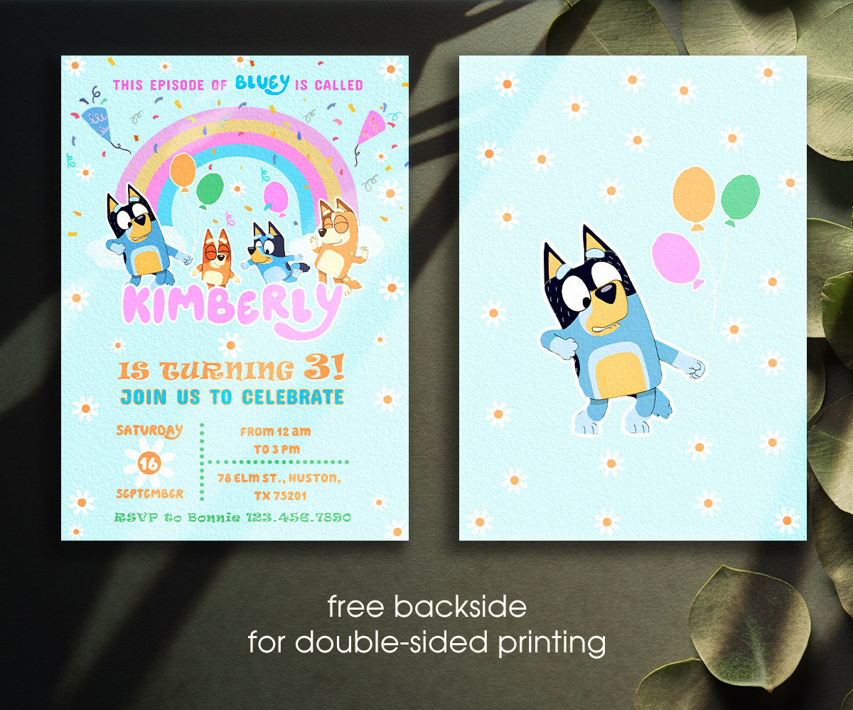 Bluey Bingo customizable invitation template | Share or Print | WK004