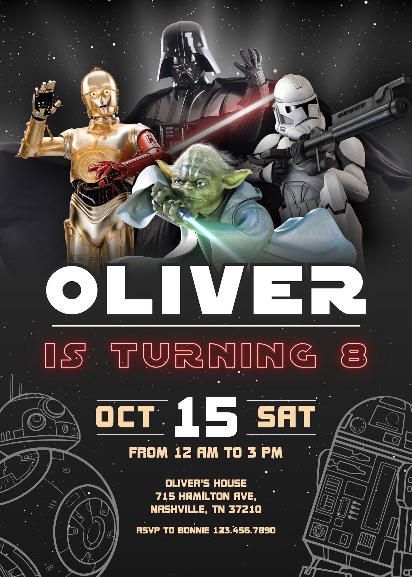 Star Wars Darth Vader customizable invitation template | Share or Print | boy | UR191