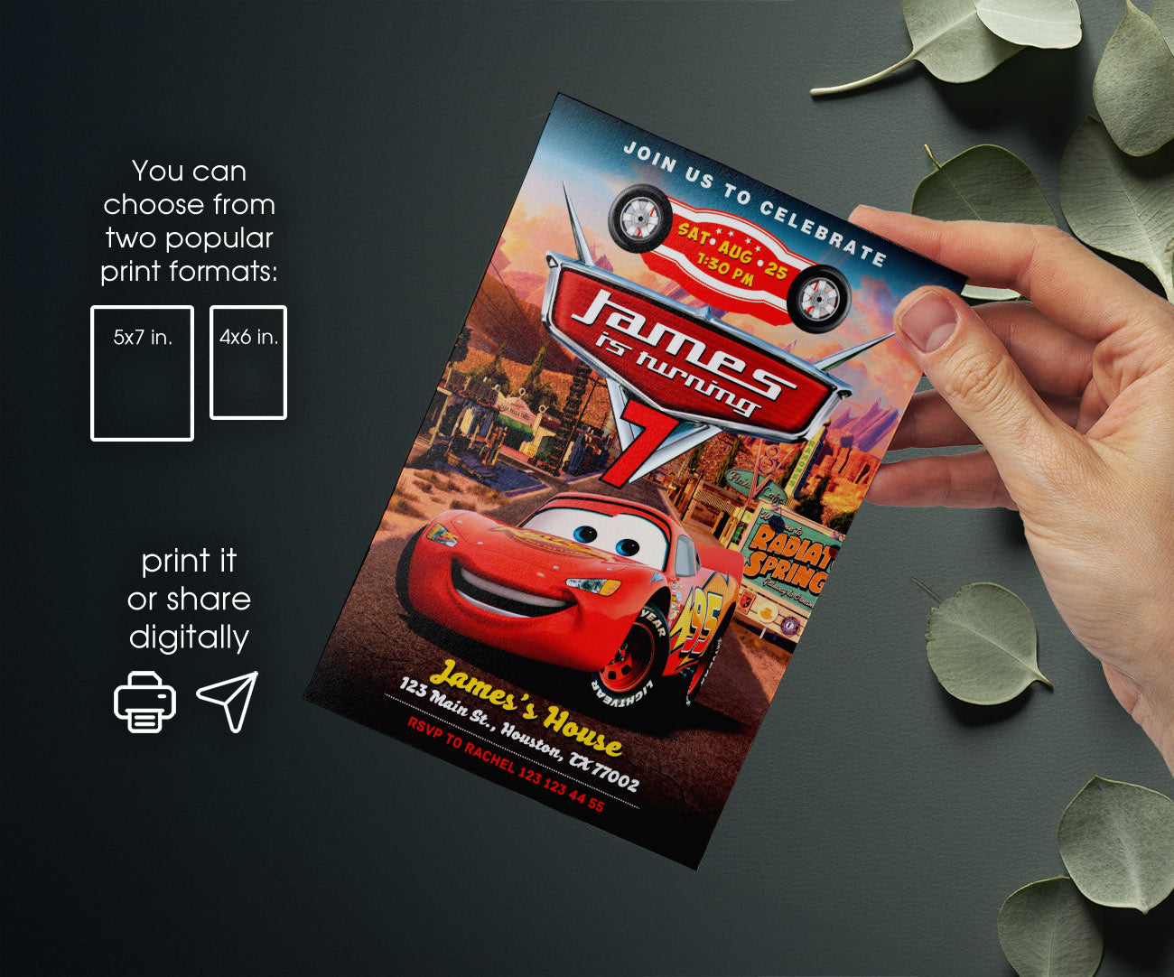 Cars Lightning McQueen customizable invitation template | Share or Print | boy | UW874