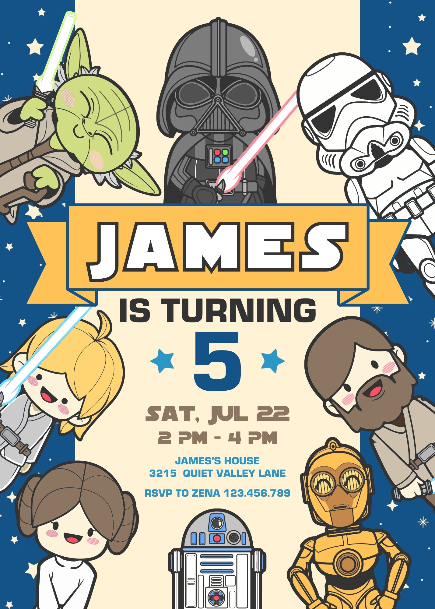 Star Wars Darth Vader customizable invitation template | Share or Print | boy | KK214
