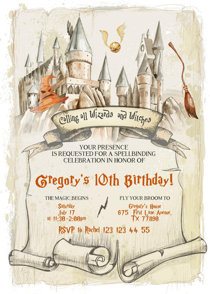 Harry Potter customizable invitation template | Share or Print | FO480