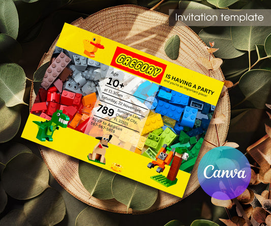 Lego customizable invitation template | Share or Print | XL082