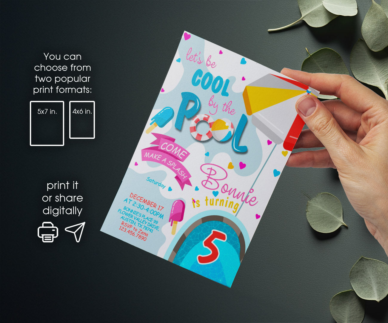 Pool Party customizable invitation template | Share or Print | YD398