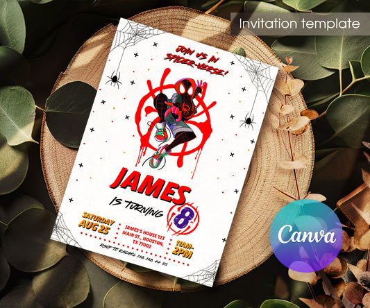 Spider Man Across the Spider-Verse customizable invitation template | Share or Print | boy | NW761