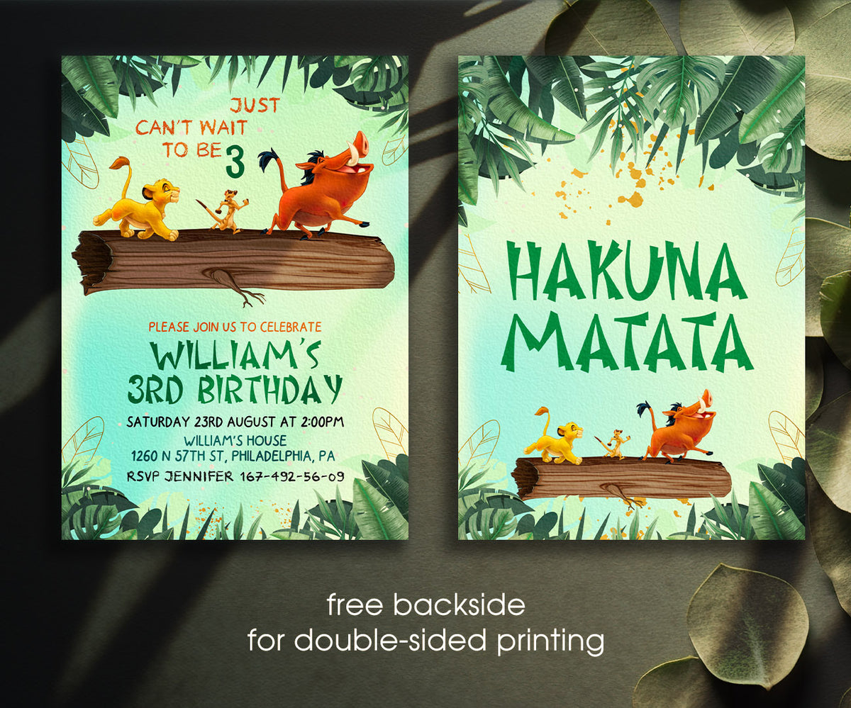 Lion King Simba customizable invitation template | Share or Print | HG356
