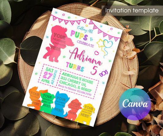 PAW Patrol customizable invitation template | Share or Print | PL801