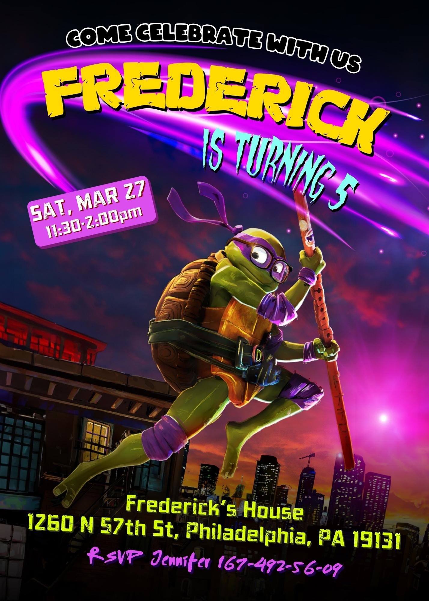 Teenage Mutant Ninja Turtles Mutant Mayhem customizable invitation template | Share or Print | boy | UZ335