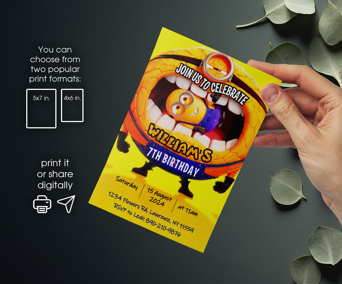 Despicable Me Minions customizable invitation template | Share or Print | IR791