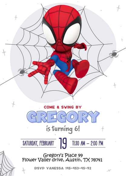 Spidey and His Amazing Friends customizable invitation template | Share or Print | boy | WM444