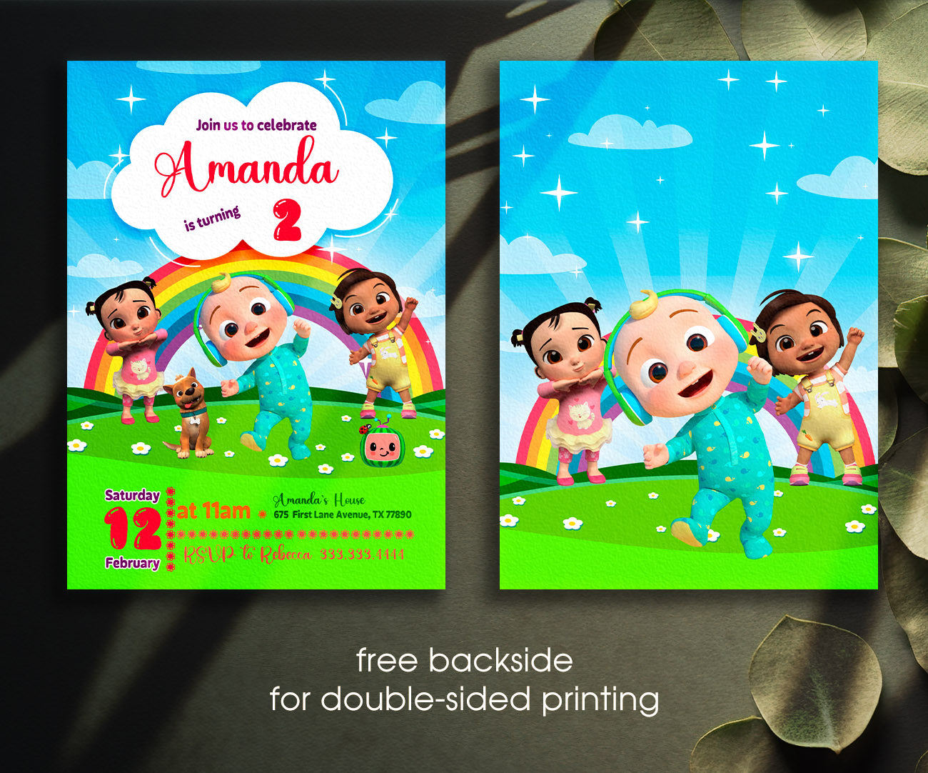 Cocomelon customizable invitation template | Share or Print | VU255
