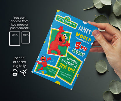 Sesame Street Elmo customizable invitation template | Share or Print | VY126