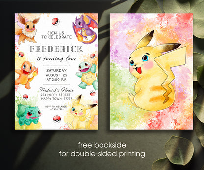 Pokemon Pikachu customizable invitation template | Share or Print | XD645