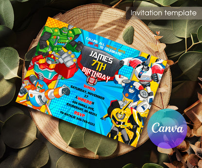 Transformers Rescue Bots customizable invitation template | Share or Print | boy | QQ503