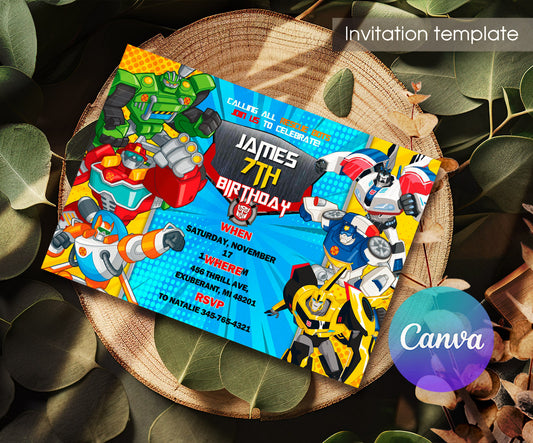 Transformers Rescue Bots customizable invitation template | Share or Print | boy | QQ503