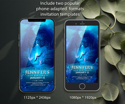 Avatar The Way of Water customizable invitation template | Share or Print | WT059