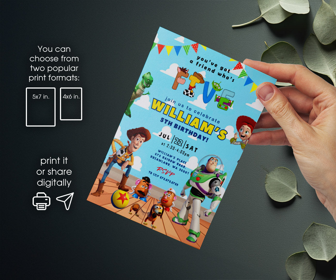 Toy Story Woody customizable invitation template | Share or Print | IQ091