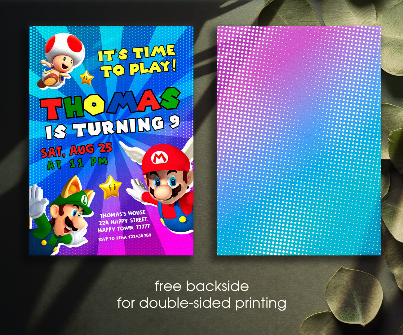 Super Mario Bros customizable invitation template | Share or Print | NQ065