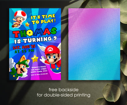 Super Mario Bros customizable invitation template | Share or Print | NQ065