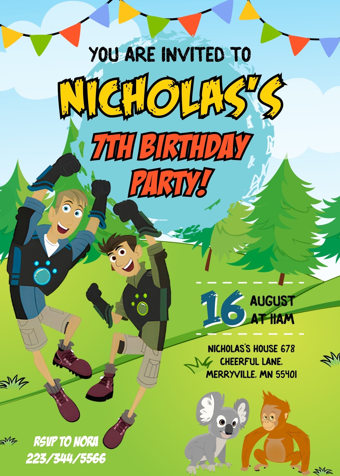 Wild Kratts Creature Hero customizable invitation template | Share or Print | FA508