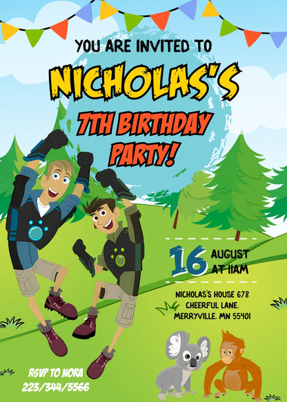 Wild Kratts Creature Hero customizable invitation template | Share or Print | FA508
