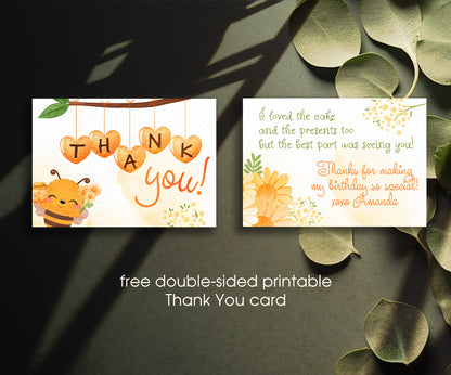 1st Bee Day Party customizable invitation template | Share or Print | IX678