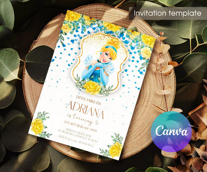 Cinderella Princess customizable invitation template | Share or Print | girl | AG412