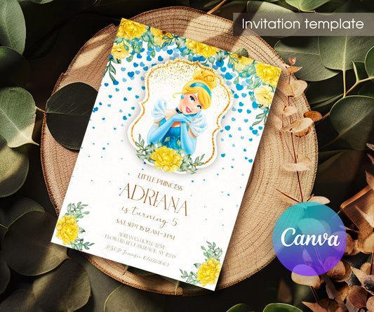 Cinderella Princess customizable invitation template | Share or Print | girl | AG412