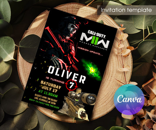 Call of Duty Gamer customizable invitation template | Share or Print | boy | PA295