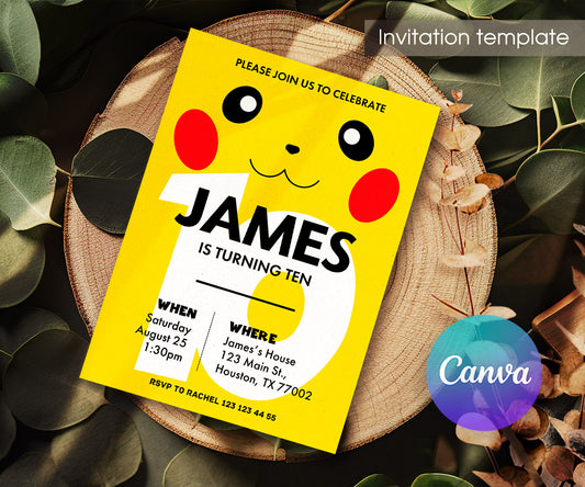 Pokemon Pikachu customizable invitation template | Share or Print | AR442