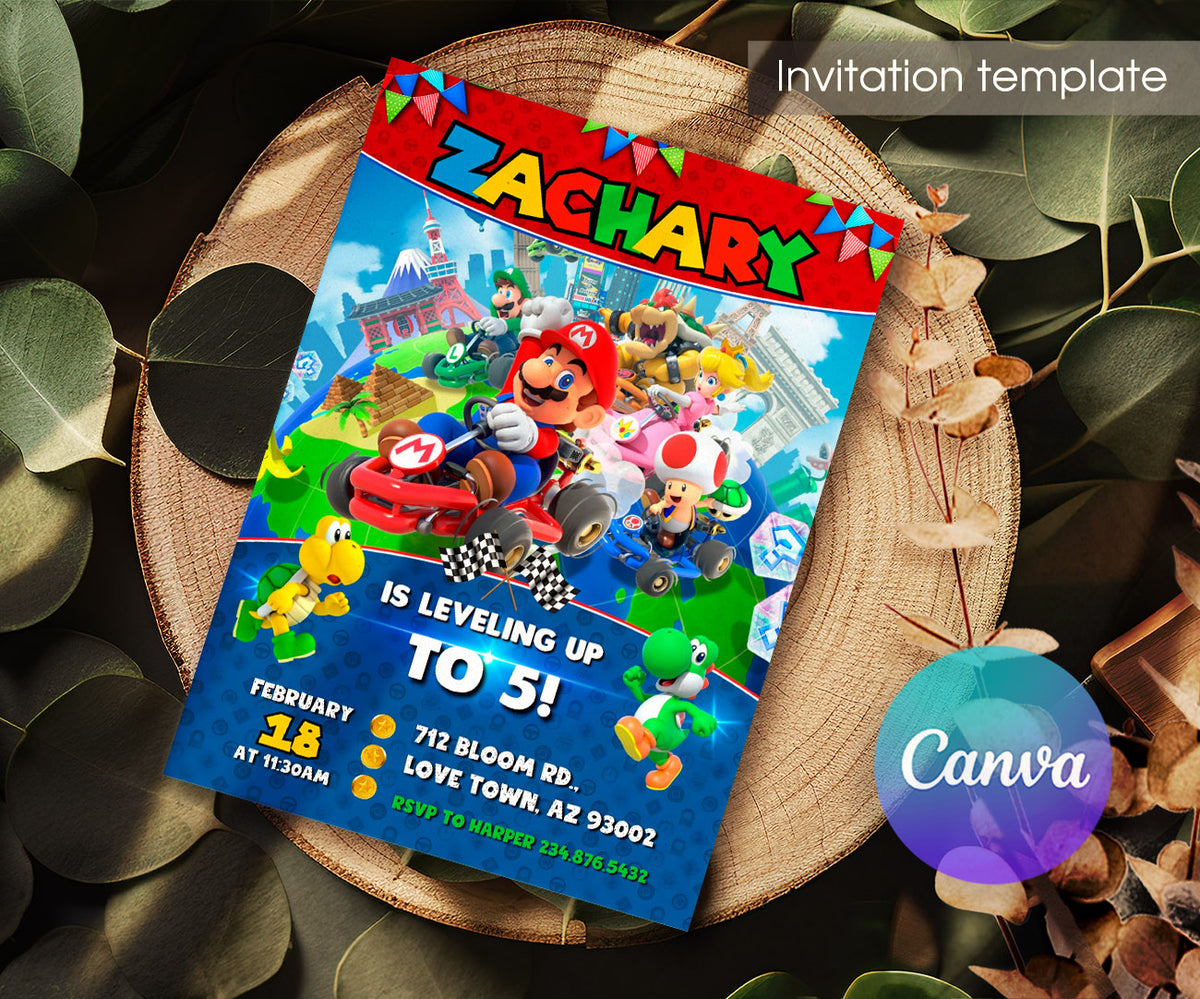 Mario Kart Gamer customizable invitation template | Share or Print | boy | JI992