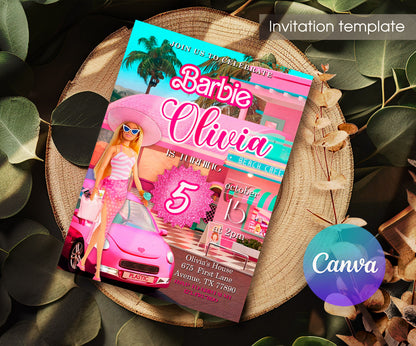 Barbie Pink customizable invitation template | Share or Print | girl | WR712