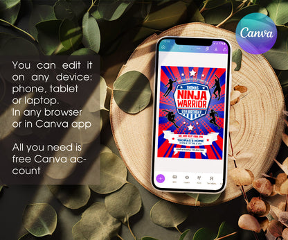 American Ninja Warrior customizable invitation template | Share or Print | RP446