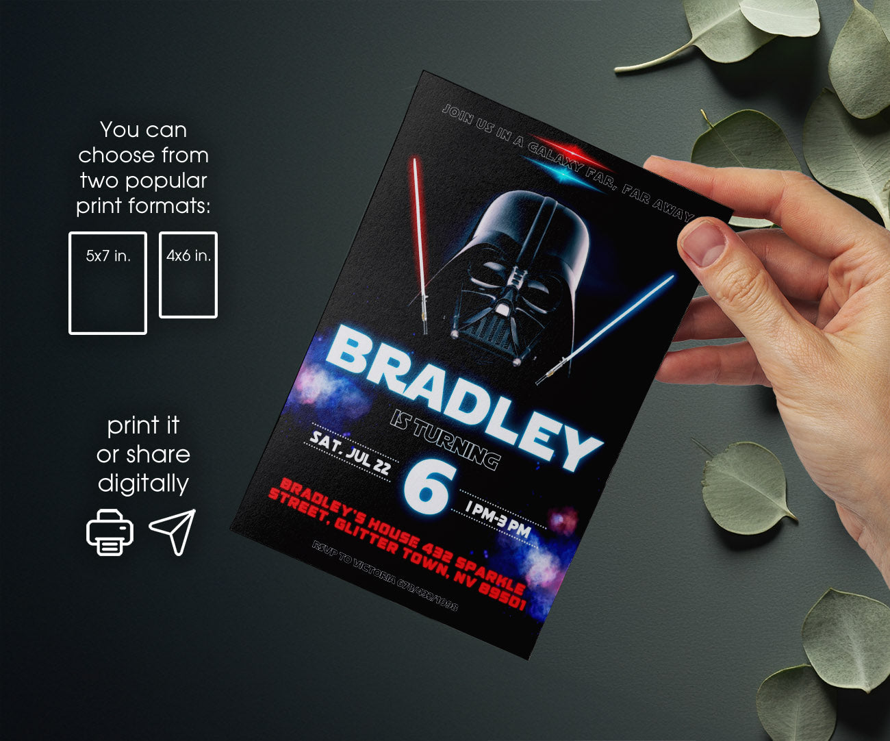 Star Wars Darth Vader customizable invitation template | Share or Print | boy | EJ557
