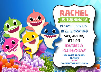 Baby Shark customizable invitation template | Share or Print | DB482